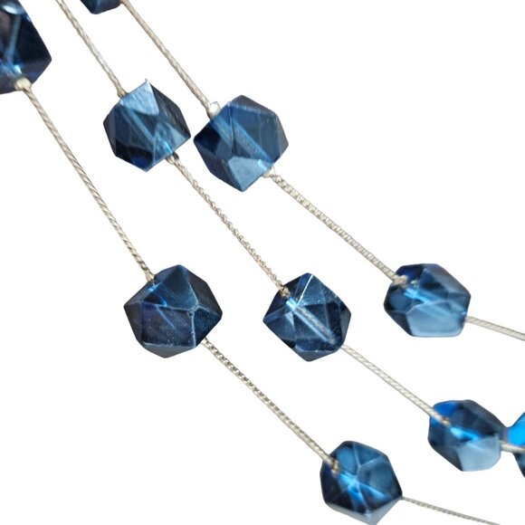 Elegant Blue Chunky Beaded Multi Strand Statement Necklace Fashion Jewelry Women - Picture 3 of 6